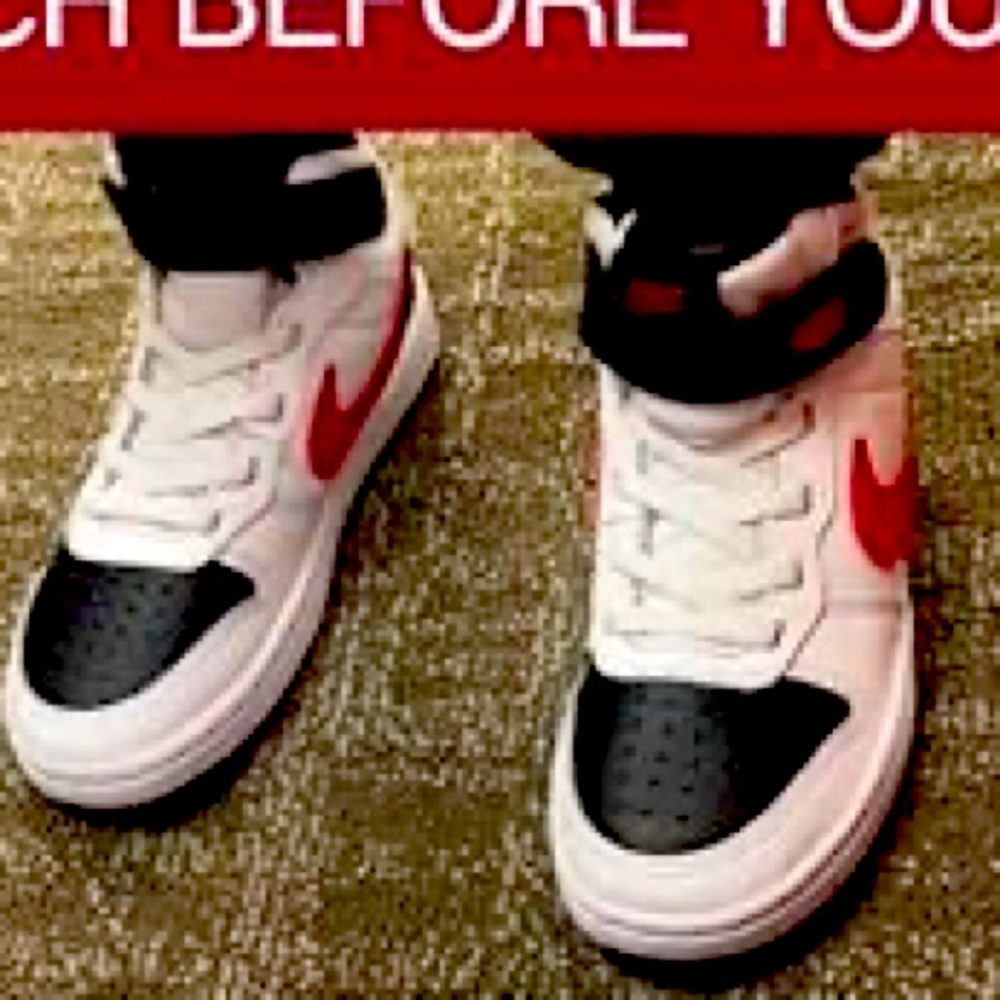 Nike White and Black High-Tops with Red Accents